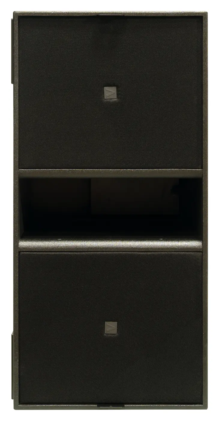 Two Avante AKRO ATS218 dual 18-inch subwoofers stacked, front view