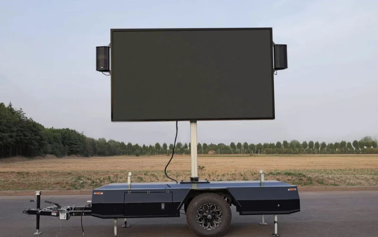 MOBO MB-5 LED screen trailer deployed in an open field