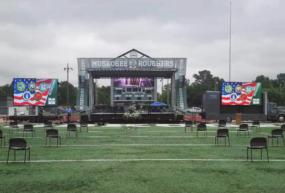 MOBO mobile LED screen trailer at an outdoor event