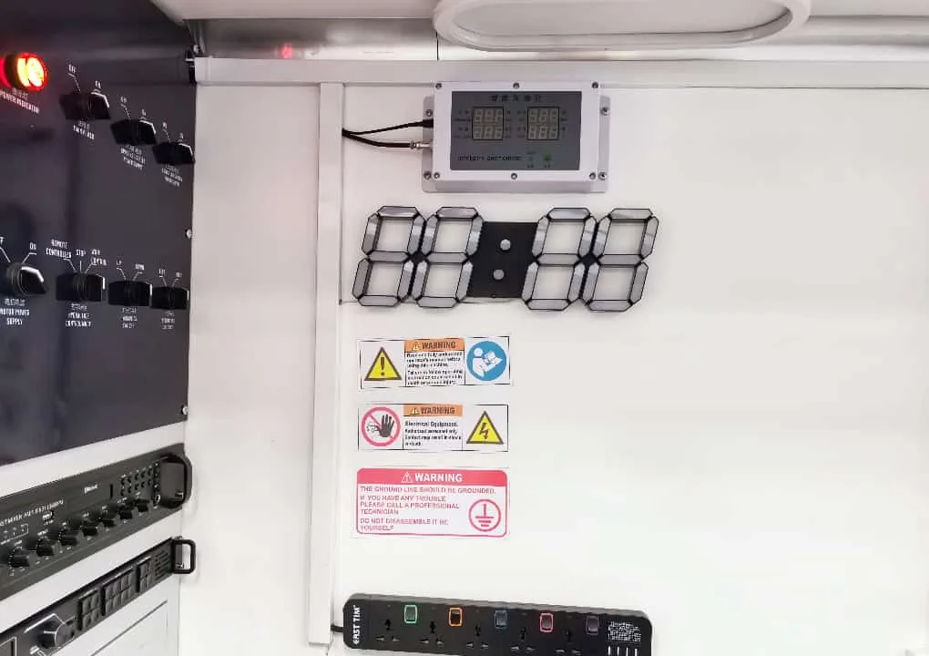 Control cabinet with NovaStar video processor inside the MOBO MB-22E trailer