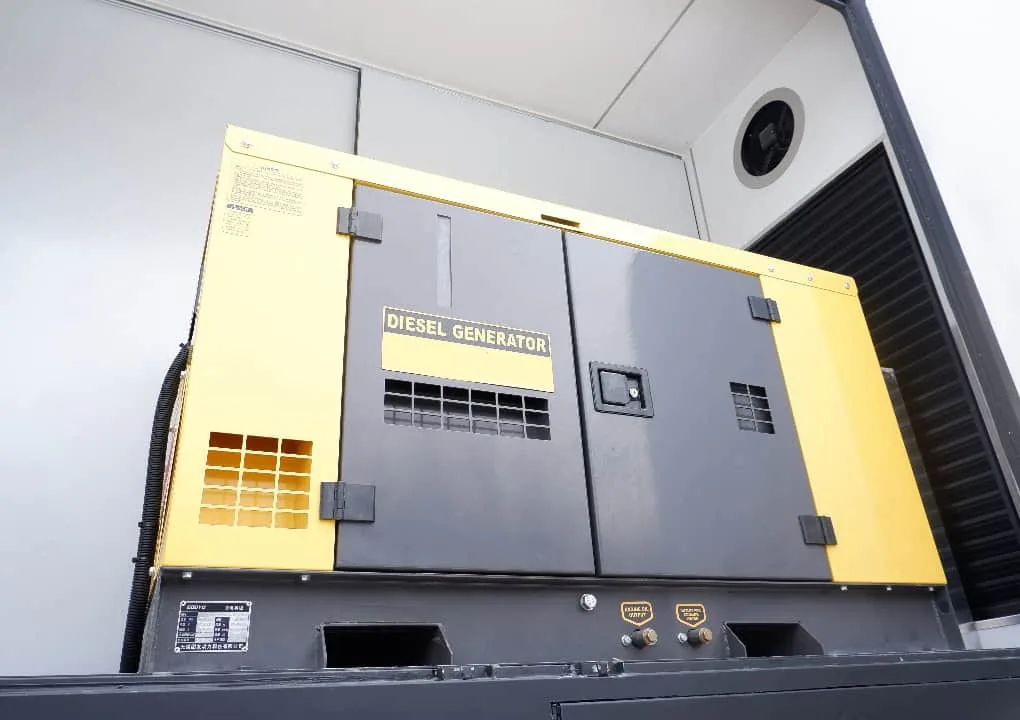 Onboard silent diesel generator for the MOBO MB-60E LED jumbotron trailer